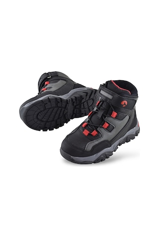 Barcelona Ortopedik Cırtlı Unisex Çocuk Bot Ayakkabı Çocuk Outdoor Bot Siyah