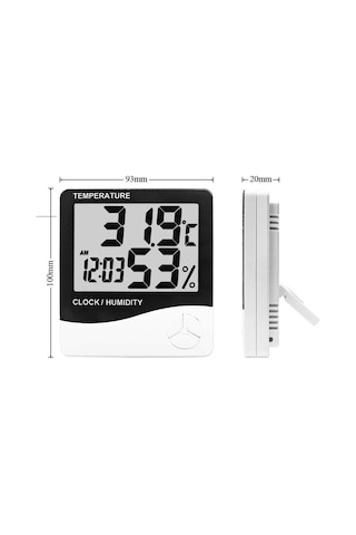 Termometre Dijital Sıcaklık Ve Nem Ölçer Duvar Tipi Masa Tipi Lcd Ekran Saat Alarm