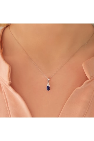 Sirius Oval Safir Taşlı Pırlanta Kolye 0804P0053