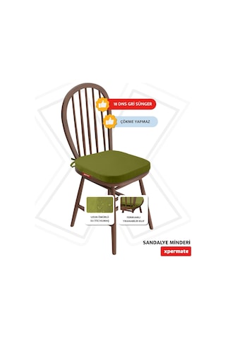 Xpermate 2'li Standartfit Oval Sandalye Minderi 42x42x5 Yeşil