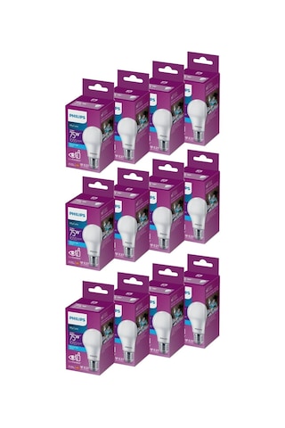 Philips Led 10-75W Ampul 6500K Beyaz Işık 12Li