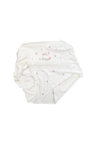 Kız Bebek Çift Katlı Natural Penye Battaniye Stl6698 Beyaz - Fuşya