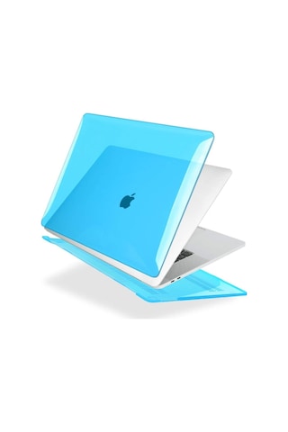 13" Apple Uyumlu MacBook Pro M2 A2686 Kristal Mavi Kılıf Koruyucu + Ekran Filmi