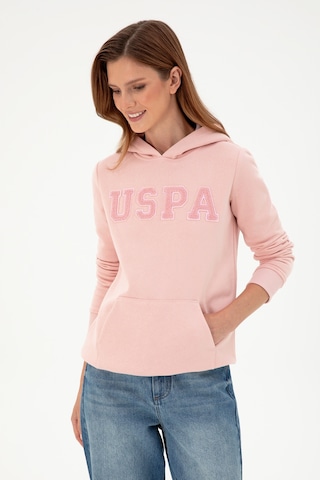 U.S. Polo Assn. Kadın Toz Pembe Basic Kapüşonlu Sweatshirt 50296931-VR050
