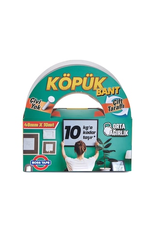Boss Tape 2701 Çift Taraflı Köpük Bant 48mmx10m Orta Ağırlık 10kg