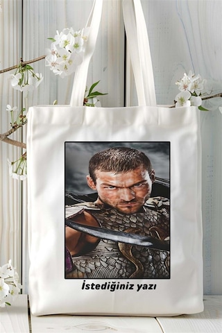 Art Hediye Spartacus Spartaküs Baskılı Bez Çanta Omuz Çantası Kişiye Özel Desen 4 Çok Renkli
