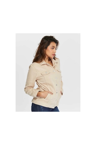 Kene Jeans Keten Bej Boyfriend Tam Kalıp Düğmeli Ceket Bej