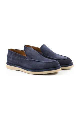 Tuna Hakiki Deri Lacivert Süet Loafer Erkek Ayakkabı - E4560 Lacivert
