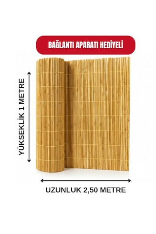 1x2,50 Metre Kamış Hasır Çit - Doğal Balkon Ve Bahçe Gizlilik Örtüsü Güneşlik