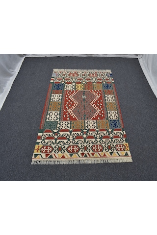 El Dokuma Benzersiz Yağcıbedir Yörük Yün Kilim 6410