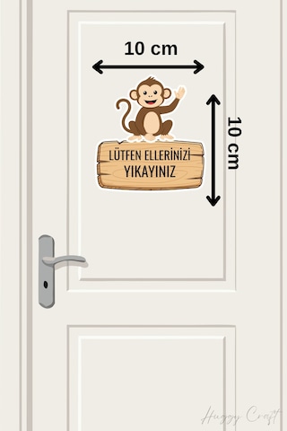 Sevmli Maymun Sticker Lütfen Ellerinizi Yıkayınız Etiketi Standart