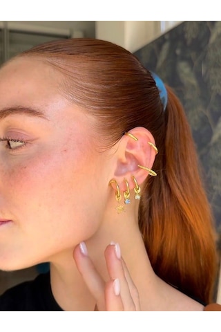 Çelik Taşlı Yıldız Earcuff Gold 41479259