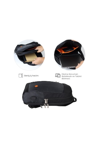 NPO CitylifePlus Smart 16" Çift Ana Bölmeli Notebook Sırt Çantası-Siyah
