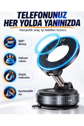 K007 Vakumlu Vantuzlu Manyetik Araç Telefon Tutucu Alüminyum Alaşım Katlanabilir Çok Açılı Torpido Cam Uyumlu Güçlü Mıknatıslı
