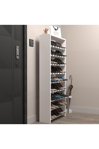 Kenzlife Ayakkabılık Mısri Mat Beyaz Suntalam 140 060 20 Yirmiyedi Çift Ayakkabı Kapasitesi Arkalıksız Beyaz