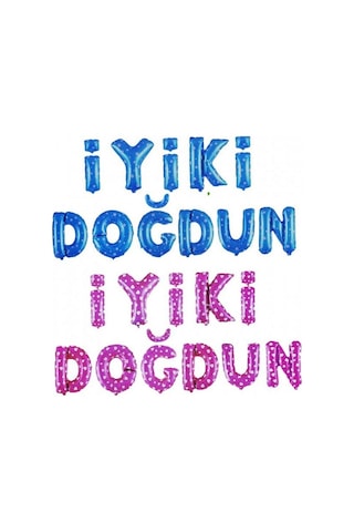 Mavi Puantiyeli İyiki Doğdun Folyo Doğum Günü Partisi Mavi Puant Karışık Renkli