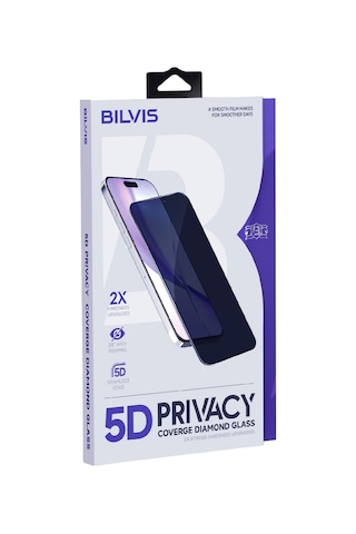 Apple iPhone Uyumlu,  15 Pro Max 5d Privacy Diamond Hayalet Cam Ekran Koruyucu