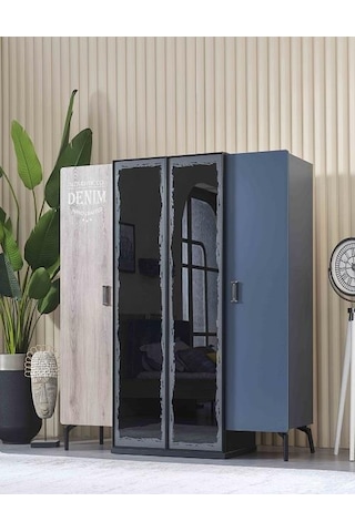Dolap Urlu Denim 90415 Model Gardrop Yüksek Ayak 4kapı Kalite Malzeme El Yapım