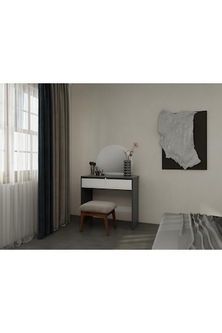 Huzur Makyaj Masası Koyugri Renk Gri