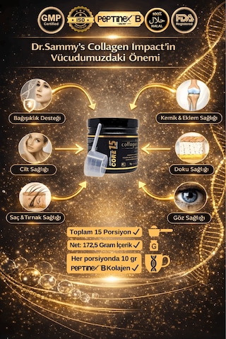Dr. Sammy's Kolajen 10.000 Mg Tip 1-3 %100 Saf Patentli Hidrolize Sığır Kolajeni 172 G