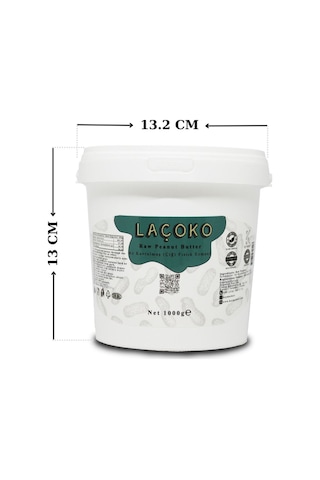 Laçoko Kova Şekersiz Katkısız Glutensiz Vegan Doğal Az Kavrulmuş (Çiğ) Yer Fıstığı Ezmesi 1 KG