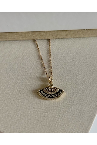 Siyah Yelpaze Kolye Çok Renkli