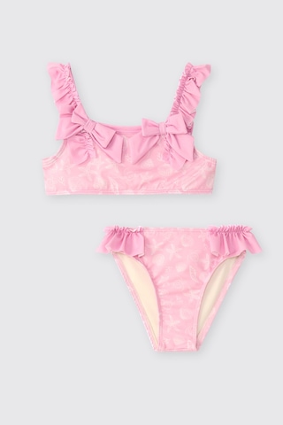 Littemare Fiyonklu Kız Bebek Upf 40+ Uv Korumalı Pembe Bikini Takımı 2612gb42010