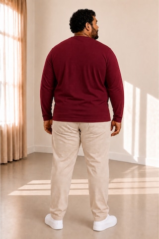 Sngl Tekstil Erkek Büyük Beden Oversize Uzun Kollu V Yaka T-shirt 3xl 4xl 5xl 6xl 7xl 8xl 9xl Bordo
