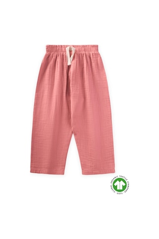 Cigit Organic Beli Fırfırlı Geniş Kesim Müslin Pantolon 1-8 Yaş Mercan Mercan