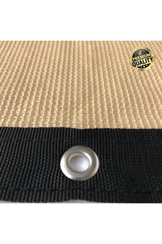 %95'Lik Gölgelik-Rüzgar Filesi-Koyu Bej |Premium Şerit Halka