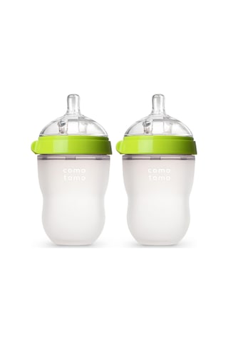 Antikolik Silikon Biberon 2'li 250ml Yeşil- Orta Akışlı 3-6 Ay