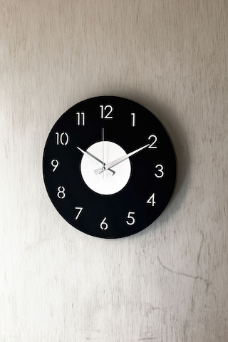 Ahşap Dekoratif Phact Gümüş Aynalı Duvar Saati 48cm Siyah - Gümüş