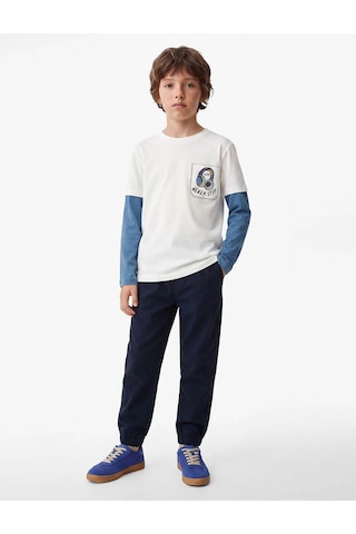 Koton Pamuklu Beyaz Erkek Çocuk Uzun Kollu T-shirt 7wkb10099tk