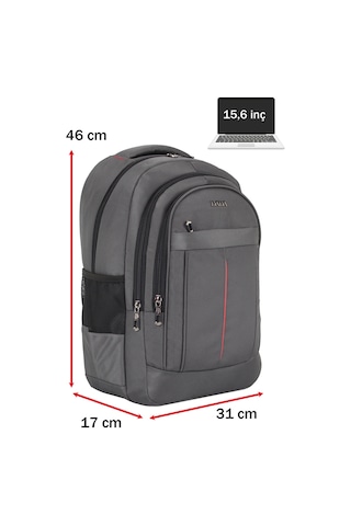 Dada 01 Gri Laptop Sırt Çantası 15,6 İnç Usb Type-c Şarj Aparatı Darbe Emici Koruma