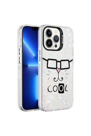 Apple Uyumlu iPhone 13 Pro Max Uyumlu Mermer Desenli Zore Marbello Kılıf-beyaz Beyaz -