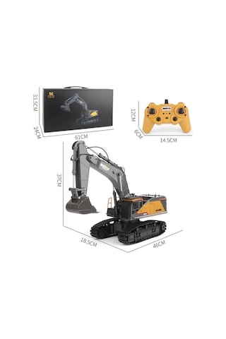 HUINA 1/14 Yüksek Kalite 22 Kanal RC Model Metal Kepçeli Ekskavatör Kazıcı Uzaktan Kumandali Çok Fonksiyonlu İş Makinası - 2.4G Sesli & Işıklı - 1592