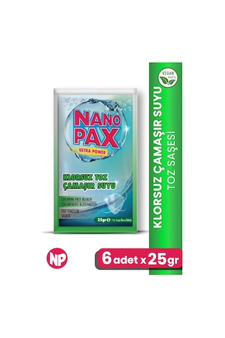 NanoPax Klorsuz Çamaşır Suyu Toz Temizlik Saşesi 6 x 25 G