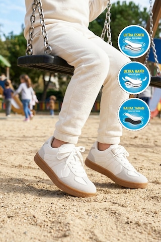 Cool Beyaz Cırtlı Bağcıklı Unisex Çocuk Spor Ayakkabı Berry F