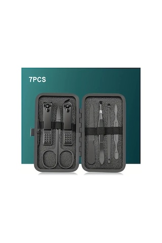 Venturemart Paslanmaz Çelik 7/10/16/18pcs Siyah Manikür Kiti Pedikür Seti Makas Çivi Kesme Tımar Araç