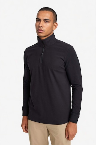 Defacto Defactofit Standart Fit Dik Yaka Yarım Fermuarlı Polar Sporcu Sweatshirt F2302ax25wnbk81 Siyah
