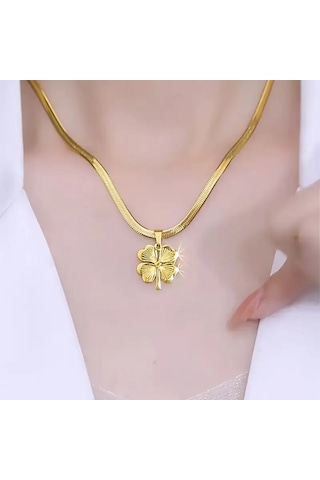 Altın Dilek Altın Kaplama Yonca Şeklinde Kadın Kolye Çok Renkli