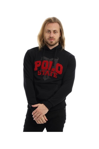 Polostate Erkek Polo State Süzine Nakışlı Kapüşonlu Sweat Siyah