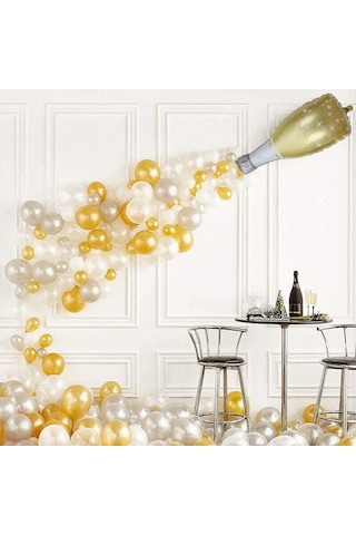 Gold Renkli 100x49 CM Büyük Boy Şampanya Şişesi Folyo Balon Bride To Be Bekarlığa Veda