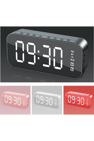 Reedark Pembe Mini Masa Saati: Bluetooth Hoparlör, Fm Radyo, Ayna Ve İki Alarm Özelliğiyle Akıllı Ev Aletleri