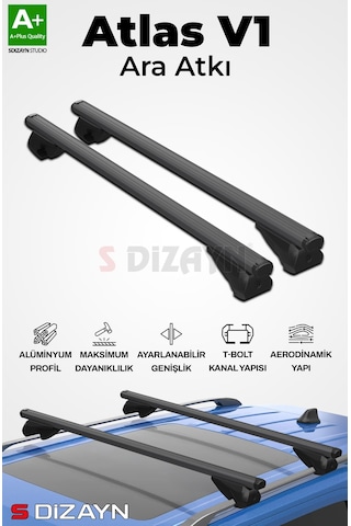 S-dizayn Dacia Jogger S-bar Atlas V1 Ara Atkı Tavan Taşıyıcı Barı Siyah 130 Cm 2022 Üzeri A+ Kalite