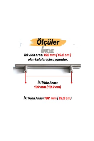Lexroo 10 Adet Pürüzsüz İnox Metal Kulp 192 Mm Mobilya Mutfak Çekmece Dolap Dolabı Kulbu Kulpu Çok Renkli