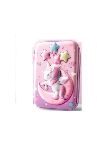 Sevimli Unicorn Desenli Büyük Boy Eva Kalem Kutusu Pembe Renkli Okul Çantası, Kız Çocukları İçin Şık Ve Kullanışlı Kalem Saklama Kutusu Pembe