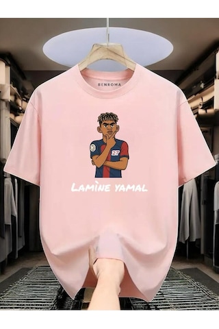 Lamine Yamal Baskılı Tişört Pembe