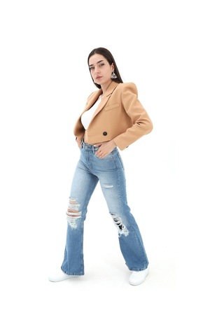 Crop Blazer Kısa Ceket - Camel-camel Camel