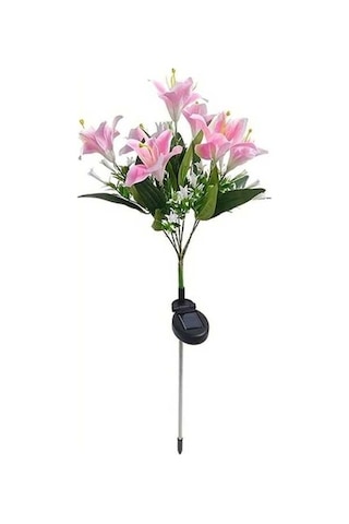 Fastbuy Turcoshop11 Pembe 7 Başlı Güneş Enerjili Zambak Bahçe Dekorasyon Led Işık Bahçinde Güzel Yansıtır